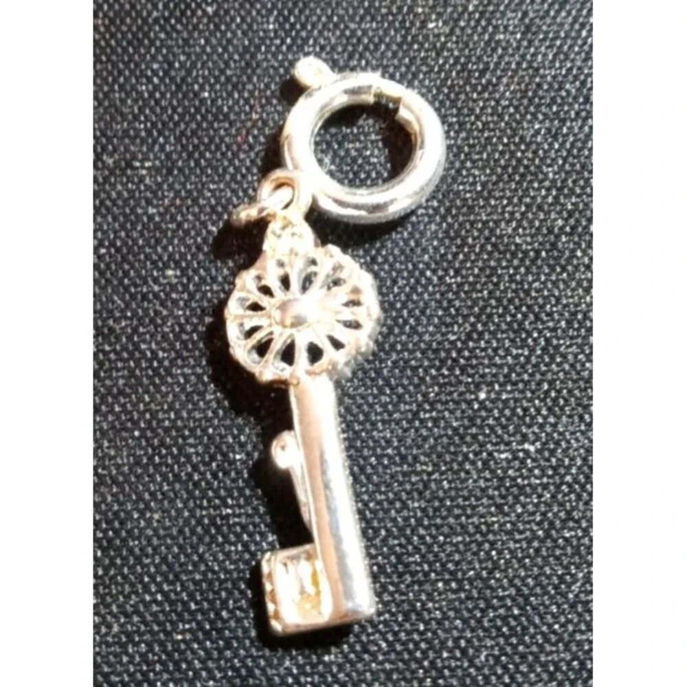 New Sterling Silver Key Charm for Bracelet or Pendant Gift Love - Picture 1 of 5